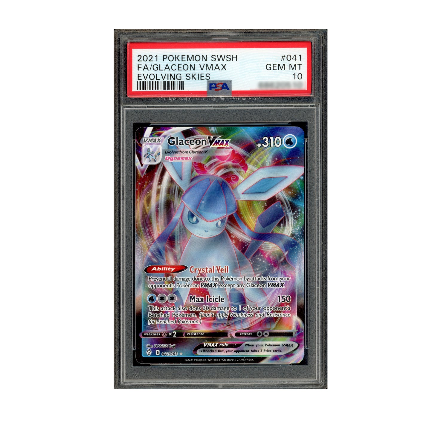 Glaceon VMAX Evolving Skies 041/203 / Full Art Ultra Rare PSA 10 Gem Mint